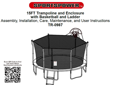 15'ft Round Sportspower Trampoline Model TR-0987